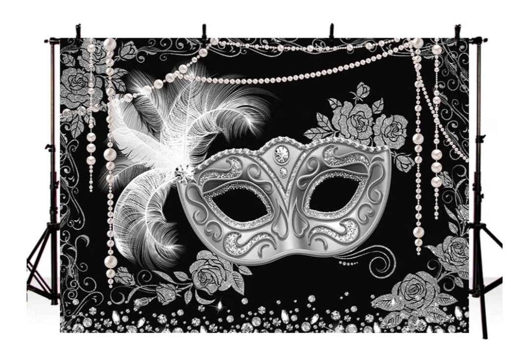 Black and Silver Masquerade backdrop