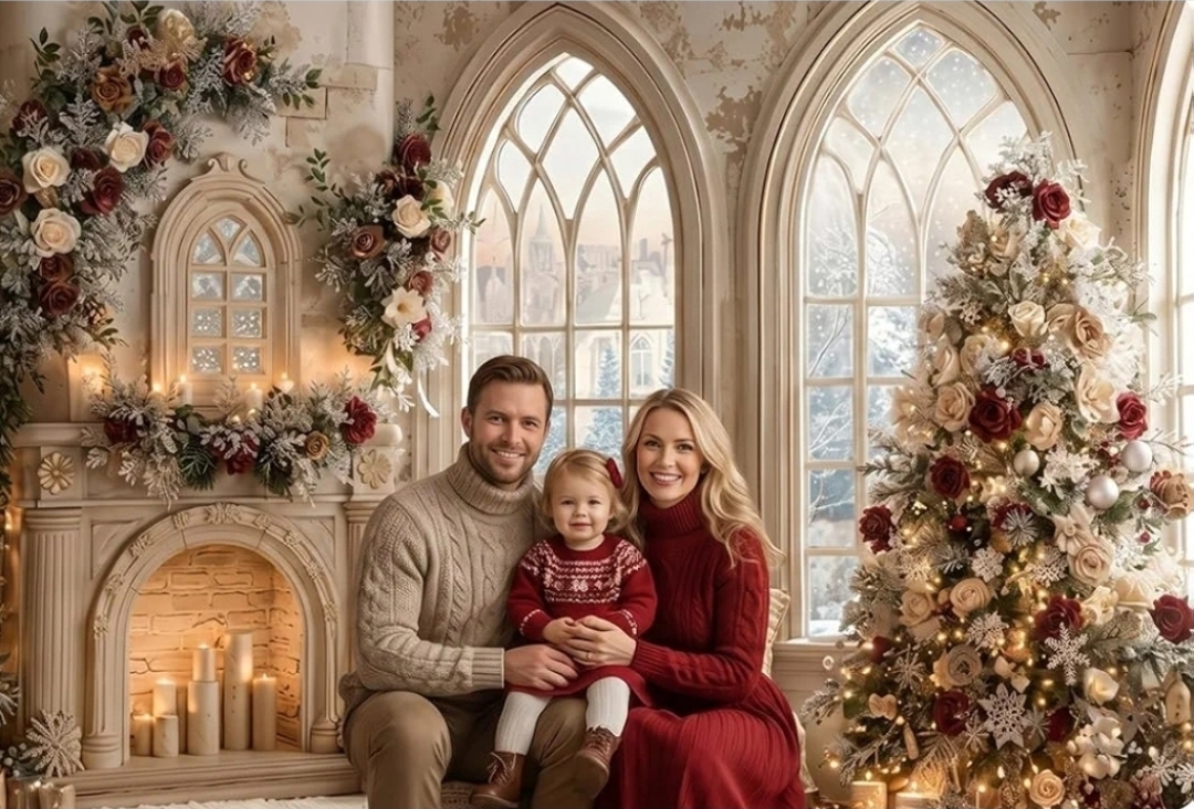 Family portrait in an elegant seasonal scene
