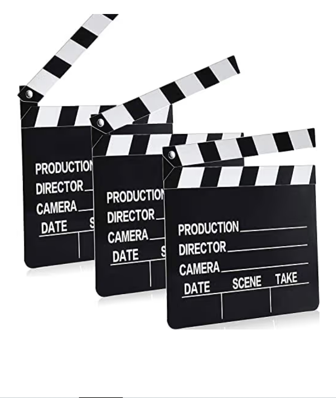 Black and white movie clapperboards