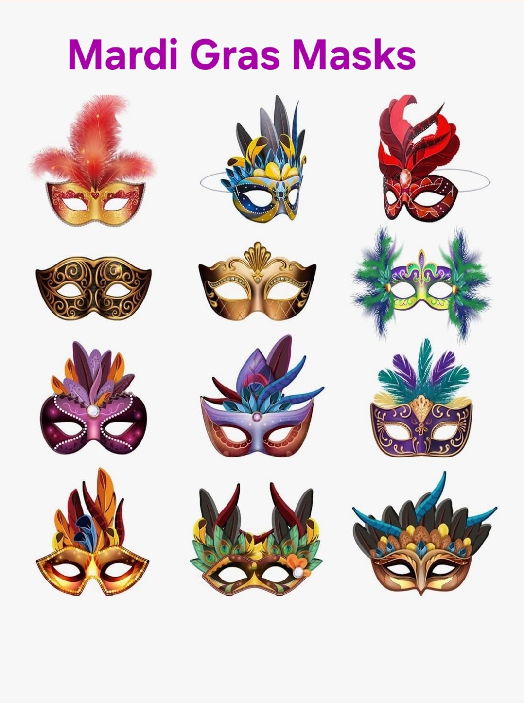 Colorful Mardi Gras masks