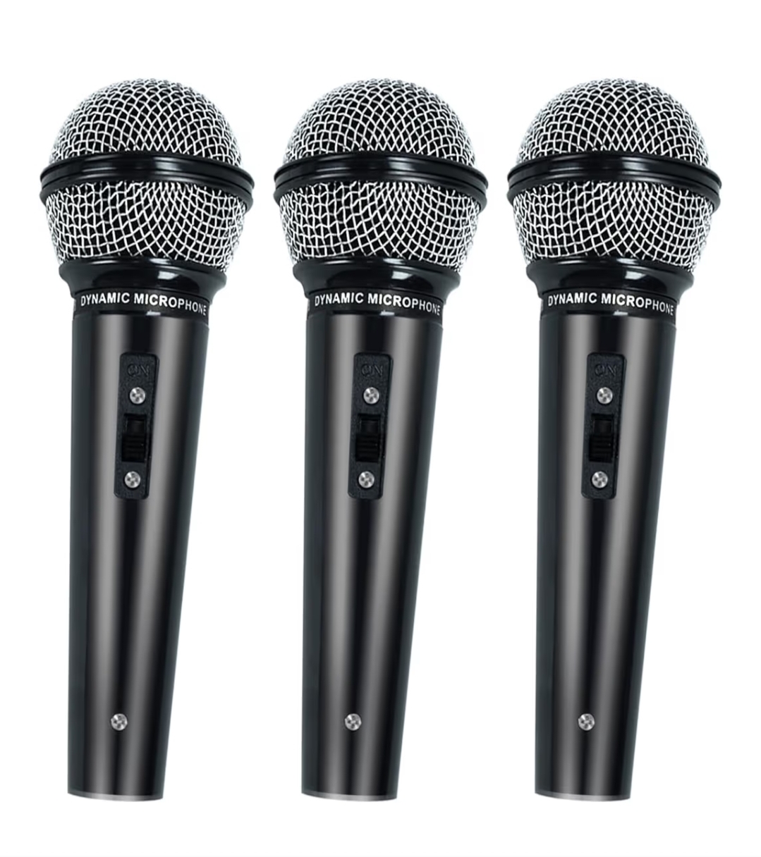 Three handheld microphones