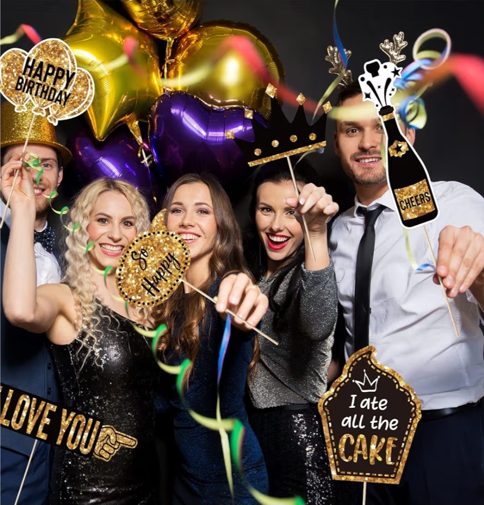 Celebration props used in a party photo