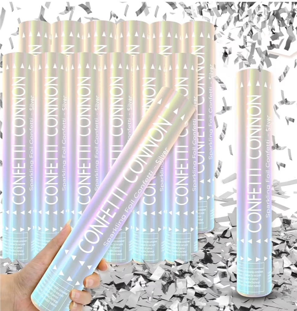 Silver confetti cannon tubes